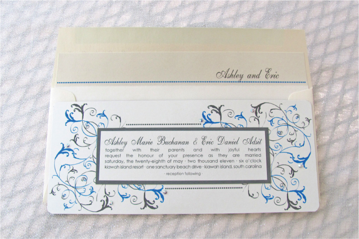  Invitation Inspiration Aqua Blue Slate Gray Banded Wedding Invites