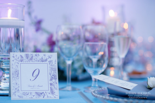 Purple floral table number
